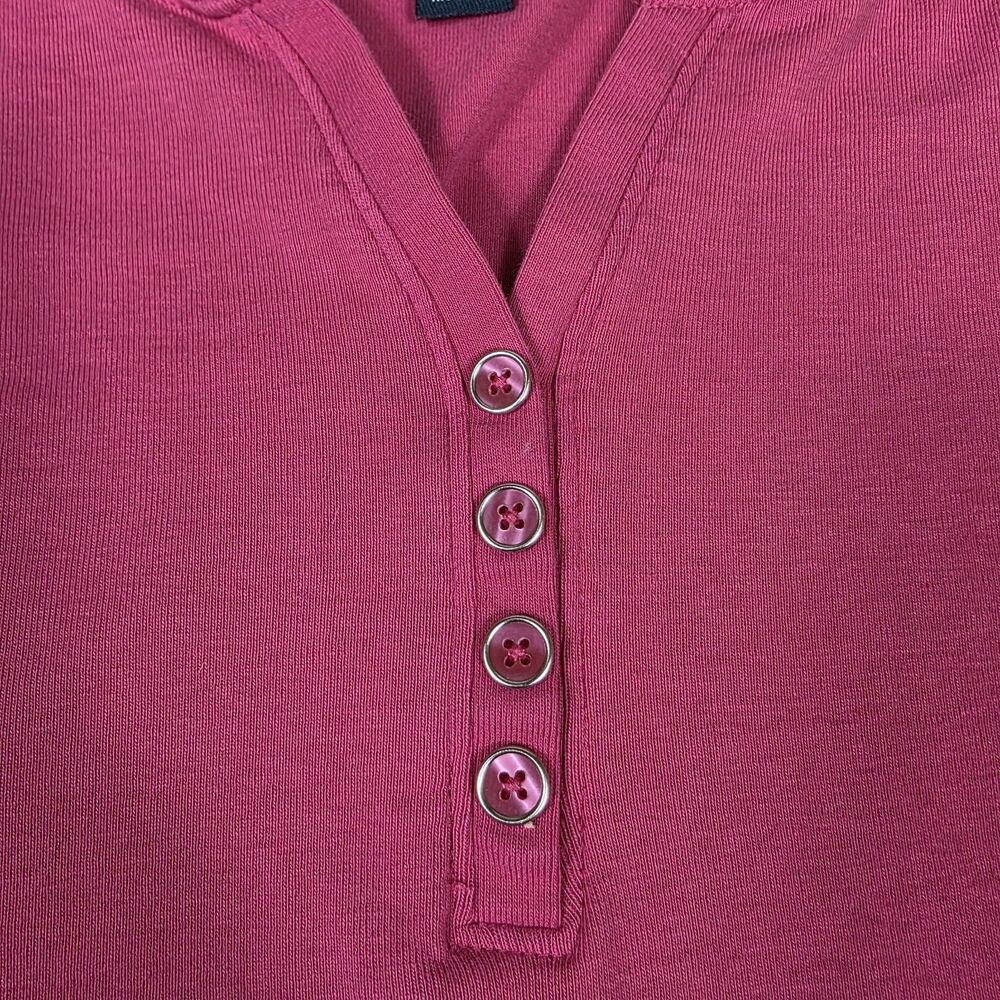Karen Scott Henley Button T-Shirt Pink V-Neck Short Sleeve Women's Size XL - Picture 3 of 6
